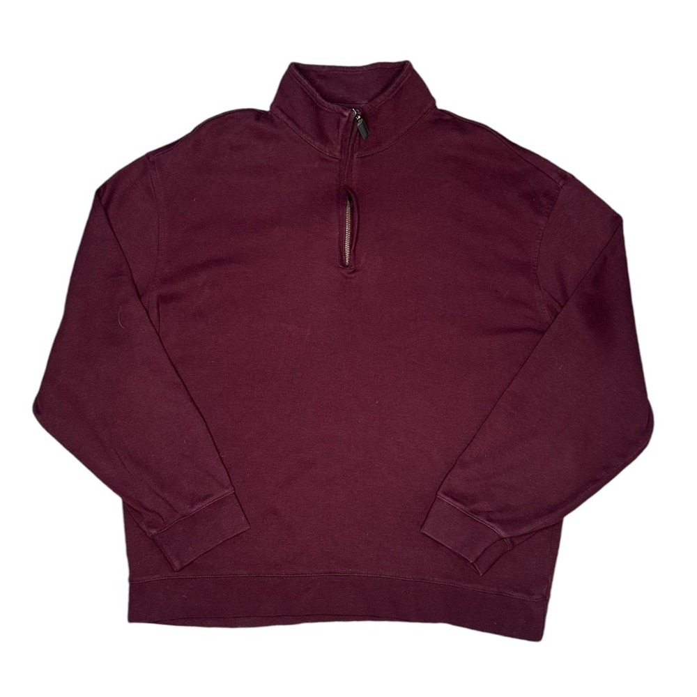 Roundtree‎ & Yorke Burgundy Quarter Zip Sweater Mens XL Cotton Pullover